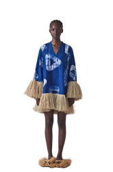 Straw Mini Dress (Blue)