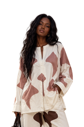 Ufan Slit Tunic Top (Tan)