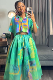 Printed Cropped Shirt (Light Green)