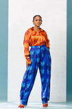Double-Pleated Barrel Pants (Blue)