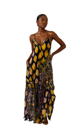 Reema Sleeveless Dress (Yellow & Purple)