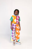 Kids Orange and Magenta Wide leg Pants