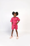 Kids Pink Multiprint Shorts