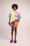 Lilac and White Multicolour Shorts