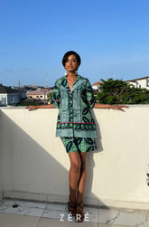 Joy Batik Pyjama Shorts Set (Green)