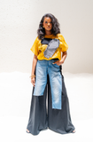 Deconstructed Linen with Denim Pants
