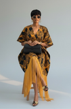 V-Neck Fringe Kaftan (Black & Gold)