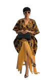 V-Neck Fringe Kaftan (Black & Gold)