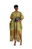 V-Neck Fringe Kaftan Zigzag (Green)