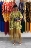 V-Neck Fringe Kaftan Zigzag (Green)