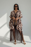 V-Neck Fringe Kaftan (Brown)