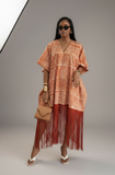 V-Neck Fringe Kaftan (Burnt Orange)