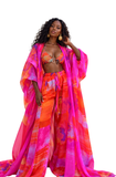 Printed Linen Pants (Dark Pink)