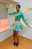 Printed Pleated Skirt