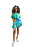 Printed Pleated Skirt (Light Green)