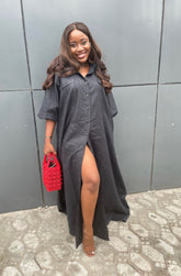 Olivia Linen Dress Black