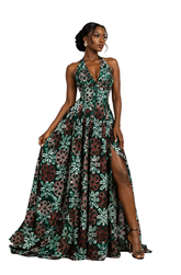 Anaya Dress (Green & Brown)