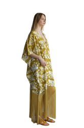 V-Neck Fringe Kaftan (Green)