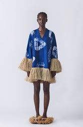 Straw Mini Dress (Blue)