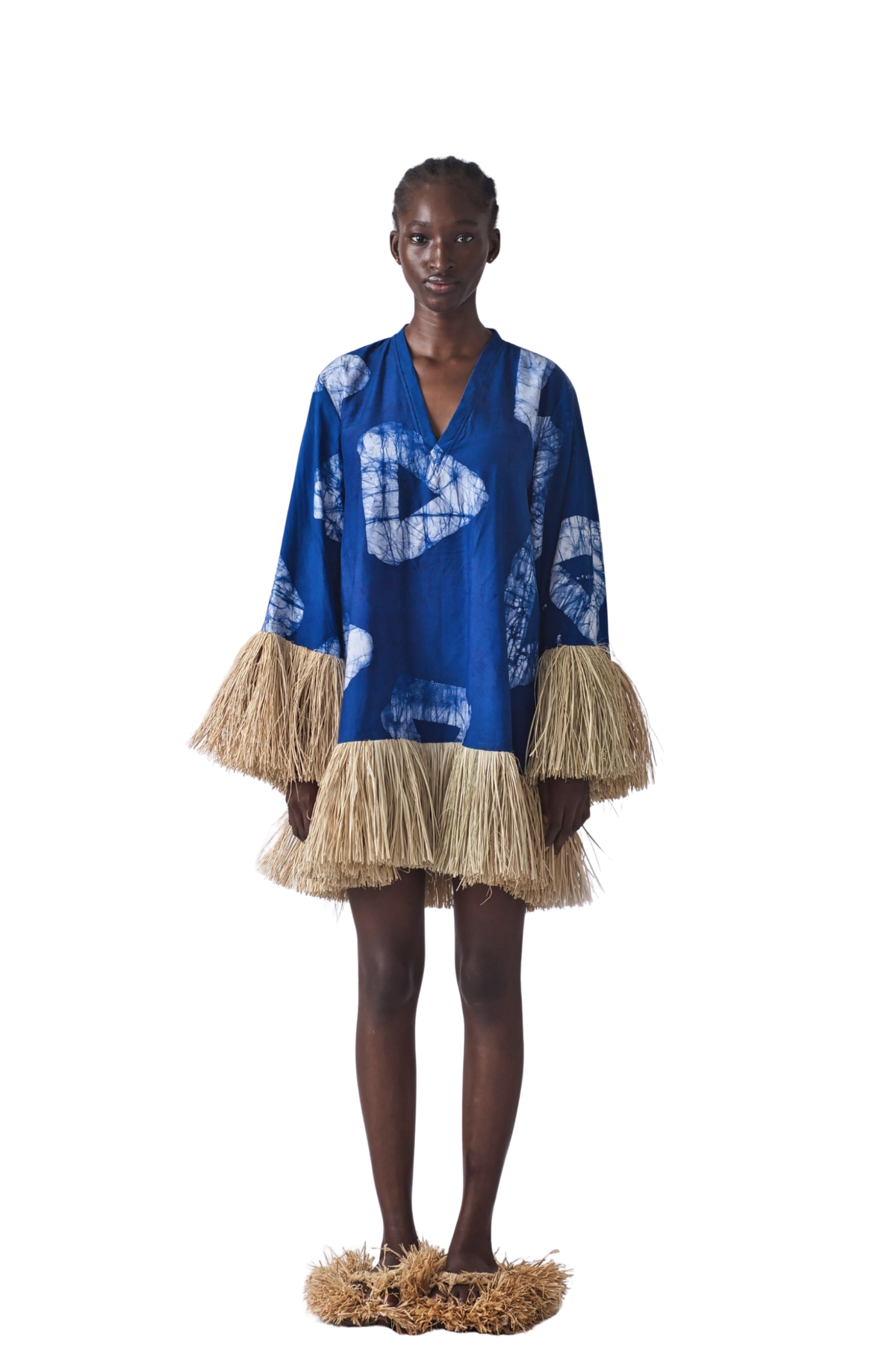 Straw Mini Dress (Blue)
