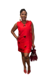 Aso Oke Shift Dress (Red)