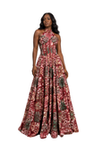 Cara Dress (Wine & Green)