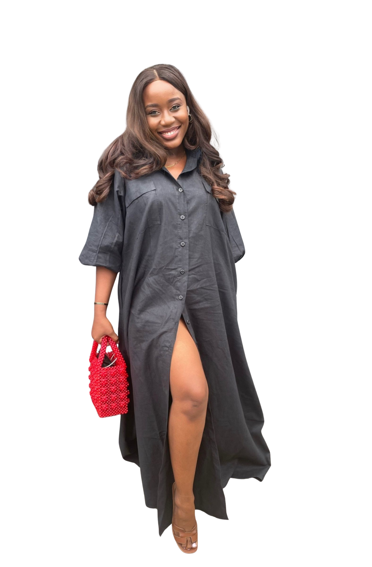 Olivia Linen Dress Black