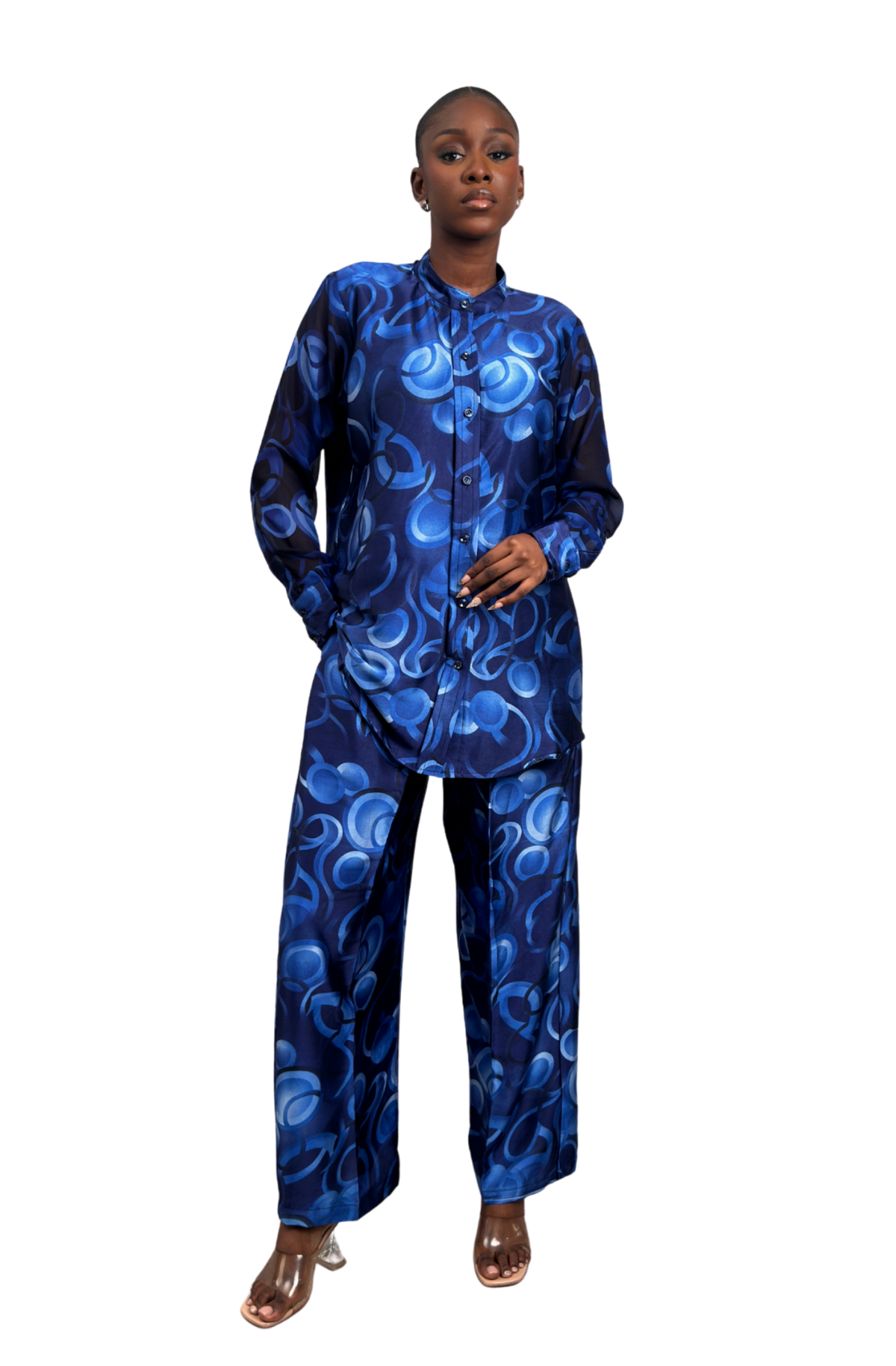 Print Silk/Chiffon Pants Set