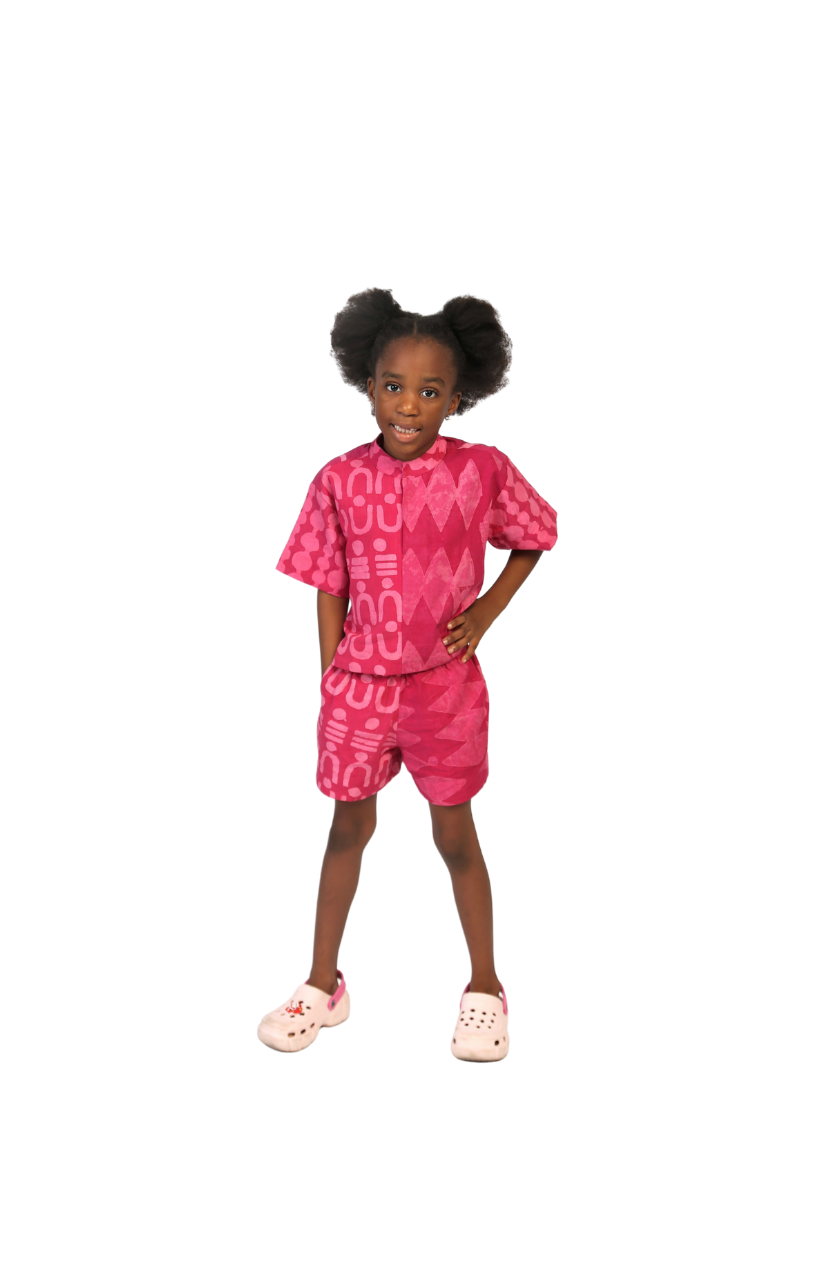 Kids Pink Multiprint Shirt