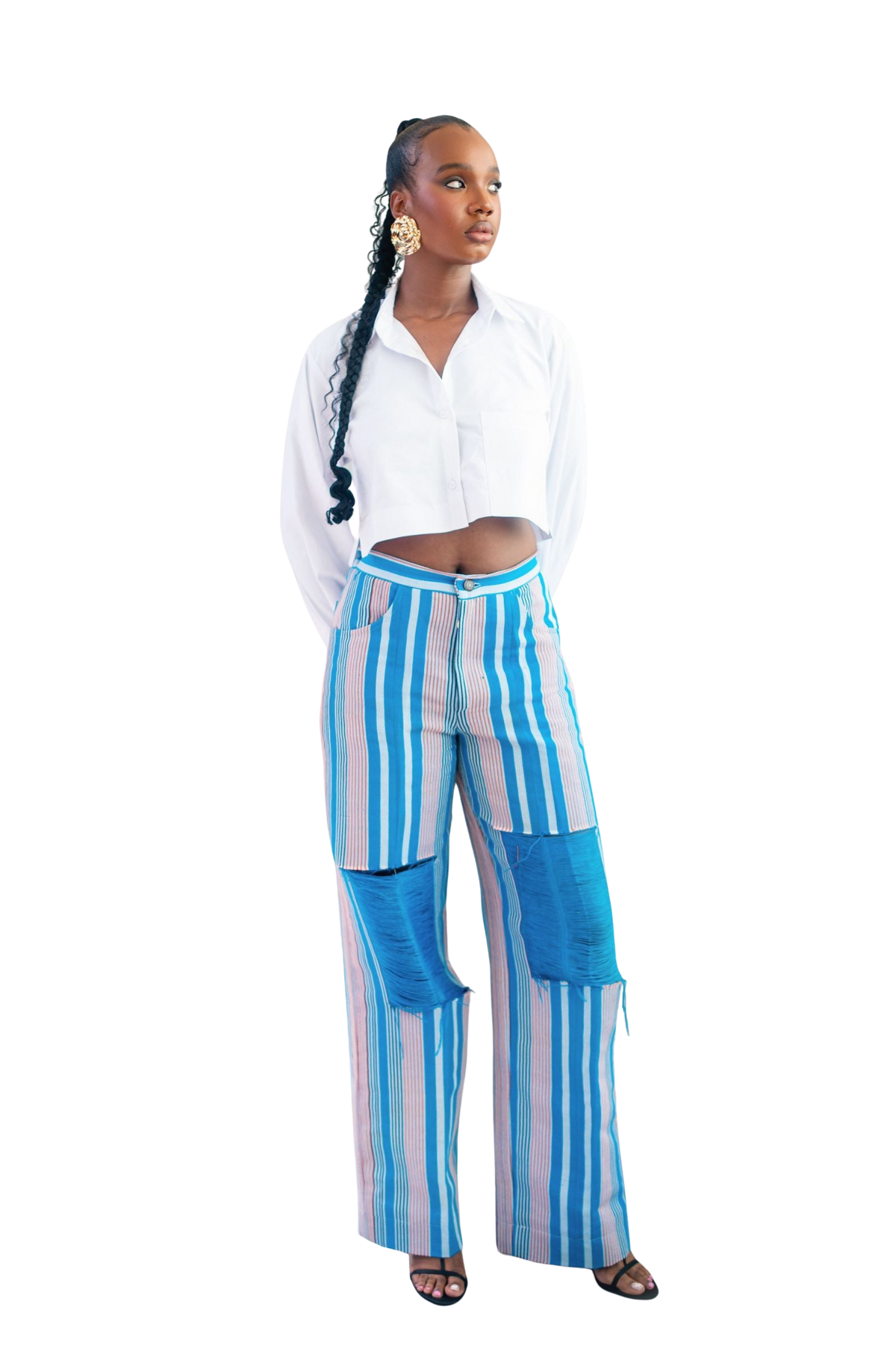Turquoise Ripped Pants