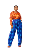 Double-Pleated Barrel Pants (Blue)