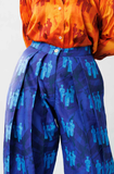 Double-Pleated Barrel Pants (Blue)