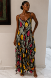 Reema Sleeveless Dress (Pink & Yellow Multi)
