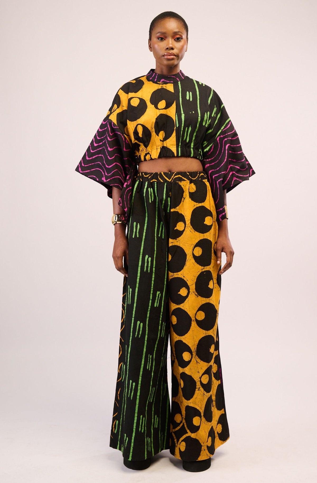 Orange and Black Wide Leg Pants