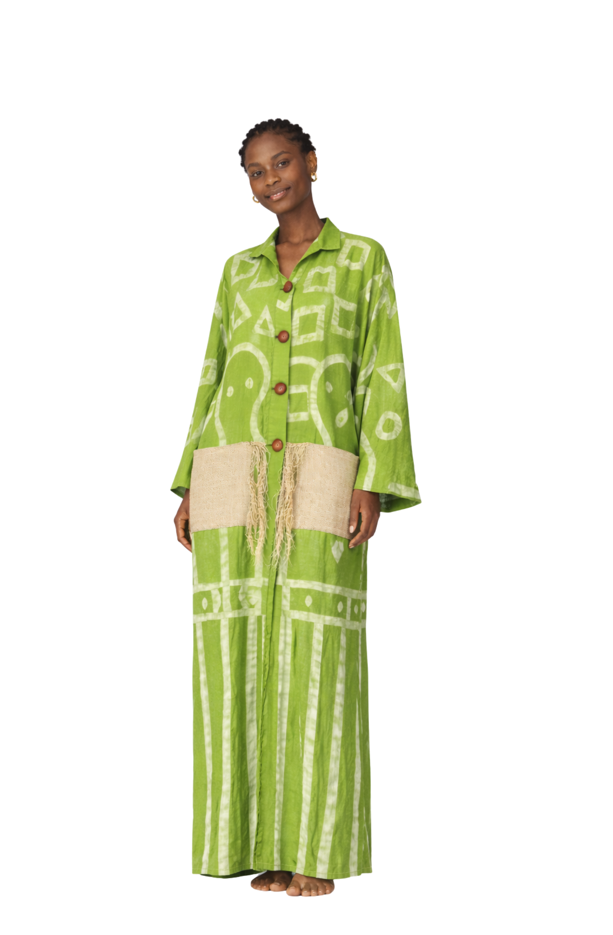 Hand Drawn Kaftan (Lemon Green)
