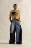 Deconstructed Linen with Denim Pants