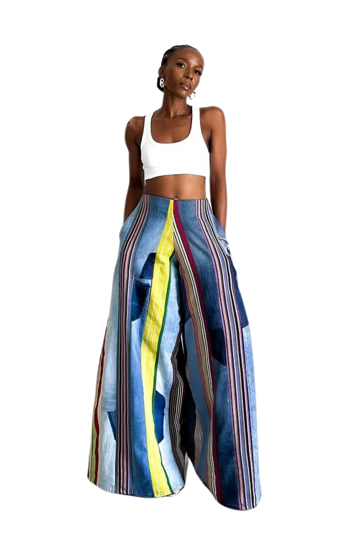 Denim and Aso-oke Pants