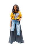 Deconstructed Linen with Denim Pants