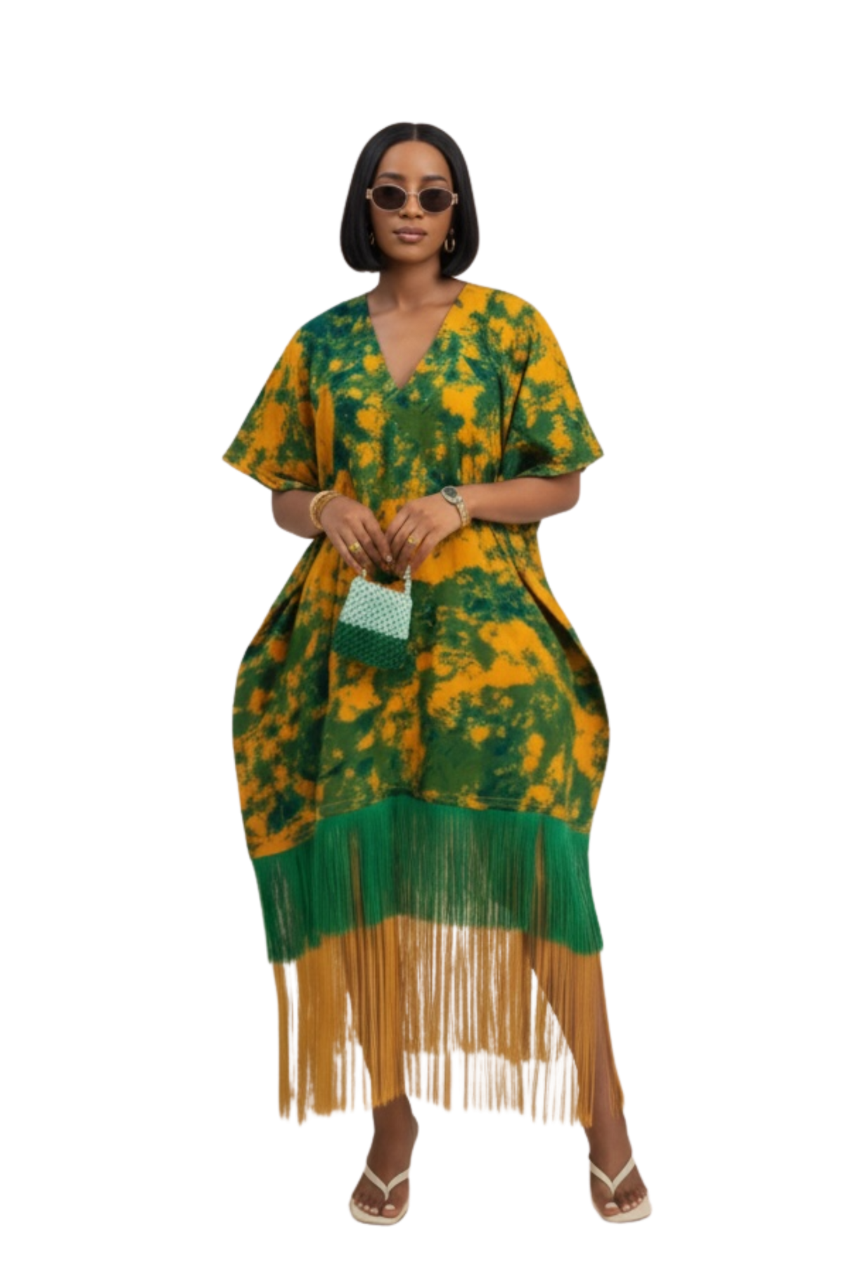 Double-Layered Fringe Kaftan