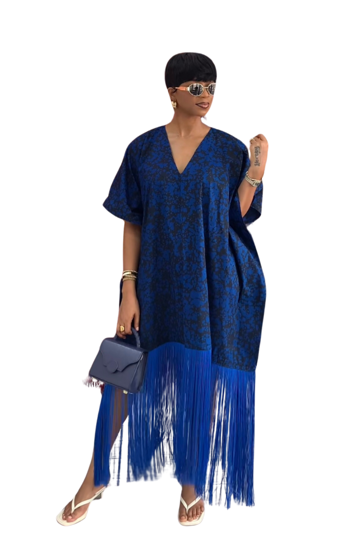 V-Neck Fringe Kaftan