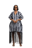 V-Neck Fringe Kaftan (Black & White)