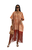 V-Neck Fringe Kaftan (Burnt Orange)