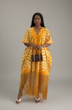 V-Neck Fringe Kaftan (Yellow)
