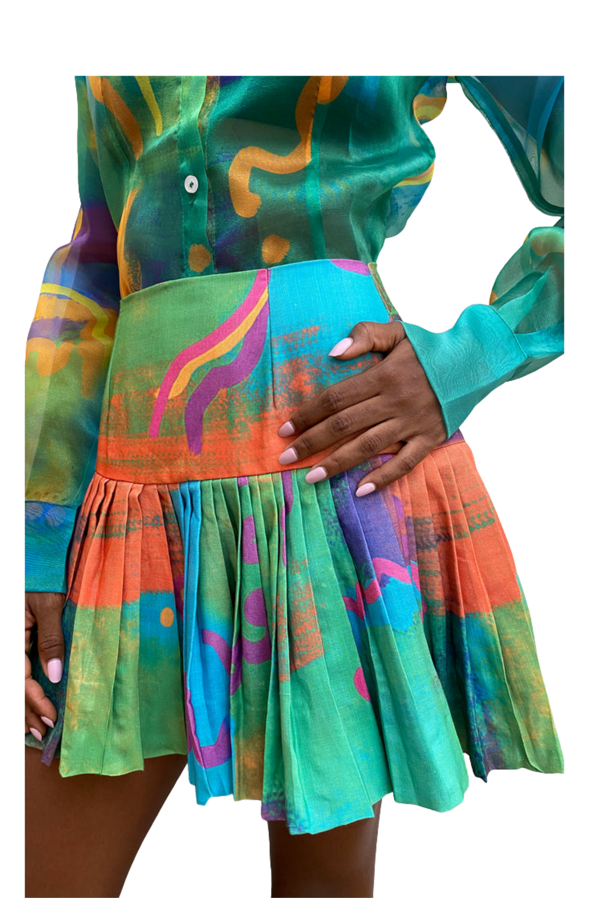 Printed Pleated Skirt