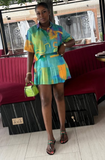 Printed Pleated Skirt (Light Green)
