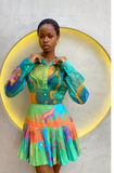 Printed Pleated Skirt