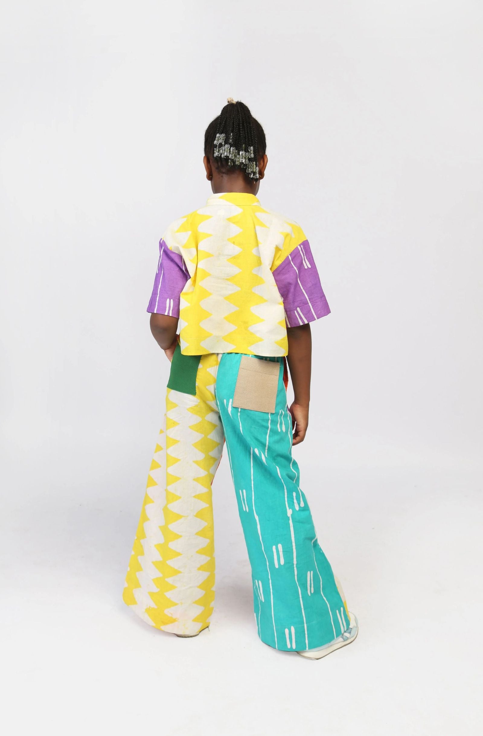 Kids Sea Green and Orange Crop Shirt