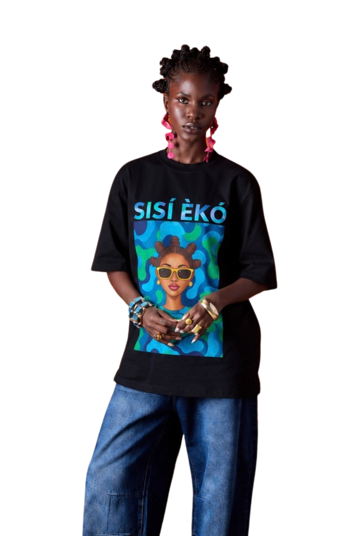 Sisi Èko Graphic Tee Black (Green tone)