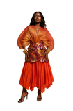 Crinkle Batik Peplum Skirt (Orange)