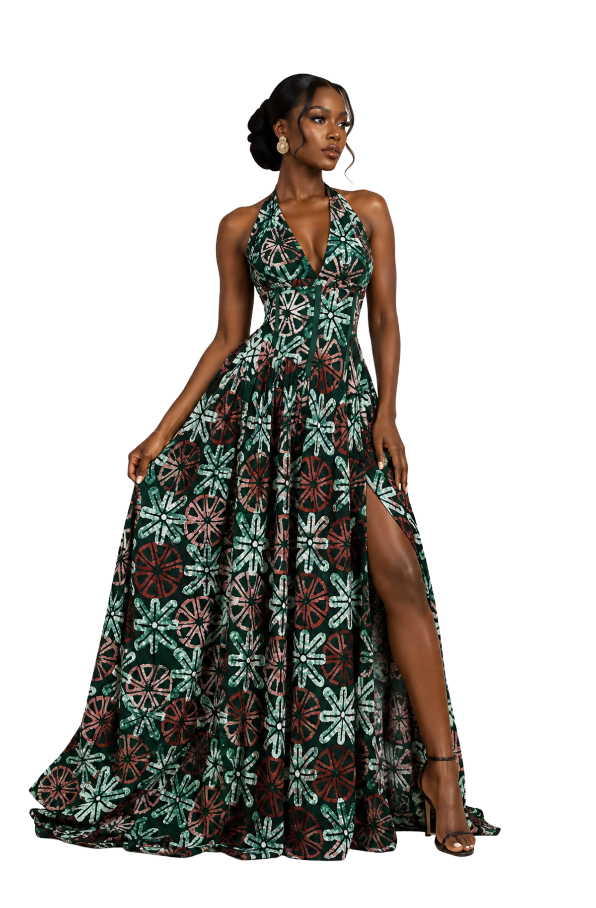 Anaya Dress (Green & Brown)